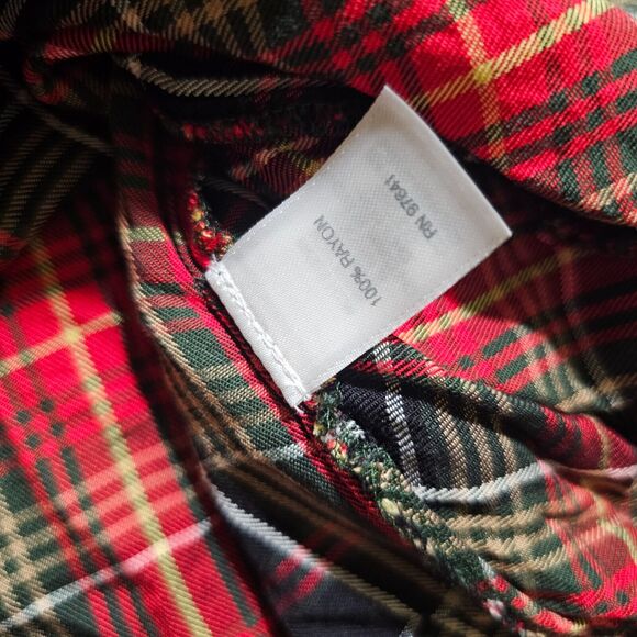 J Jill Top Shirt Womens Small Petite Red Plaid Long Sleeve V Neck Button Classic - Picture 7 of 9